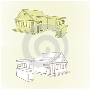 Detached House With Garage 3D Style