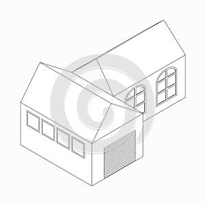 Detached house icon, isometric 3d style