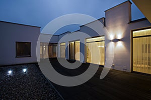 Detached house at night