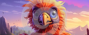 detai portrait fantasy eagle bird in purple colors