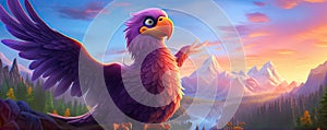 detai portrait fantasy eagle bird in purple colors