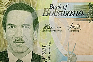 Detail of 10 Botswana Pula banknote