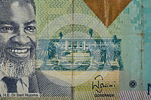 Detail of 10 Namibian dollars banknote