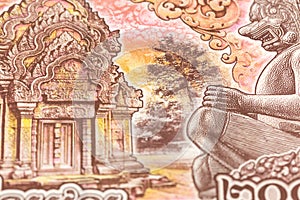 Detail of 20000 cambodian riel bank note reverse