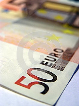 Detail of a 50 Euro banknote