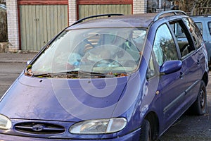 The detail of an abandoned broken car