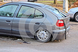 The detail of an abandoned broken car