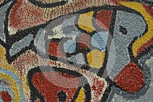 Detail of abstract artwork painted on mural or graffiti photo