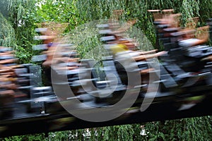 Detail of accelerating roller coaster high-speed motion blur