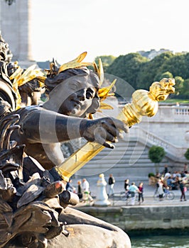 Detail of the Alexandre III bridge in Paris