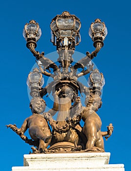 Detail of the Alexandre III bridge in Paris