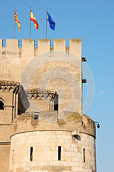 Detail of the Aljaferia Palace in Zaragoza, Spain