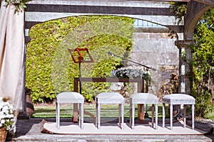 Detail of the altar on an outdoor wedding