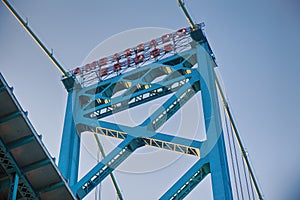 Detail of Ambassador Bridge connecting Windsor, Ontario to Detroit Michigan photo