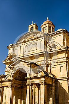 Detail of ancient catholic church and typical maltese architecture