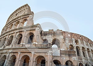 Detail of Ancient Colosseum Rome, Italy in the morning