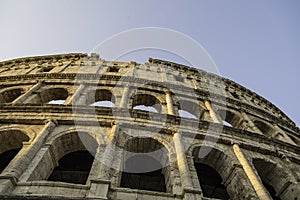 Detail of Ancient Colosseum Rome, Italy in the morning