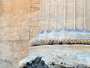 Detail of Ancient Greek Marble Column, Acropolis, Athens, Greece