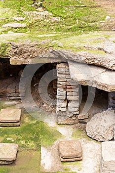 Detail of ancient hypocaust in Central Bath, Pompeii, Italy, Eur