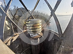 Detail of ancient lighthouse that facilitates navigation and maritime safety