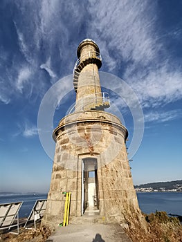 Detail of ancient lighthouse that facilitates navigation and maritime safety