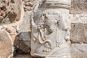 Detail of an ancient Roman marble sculpture in Bodrum