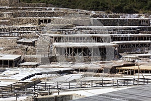 Detail of the ancient salt pans in AÃÂ±ana, Basque Country, Spain photo