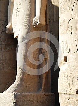 Detail of an ancient statue inside the Luxor Temple. Egypt