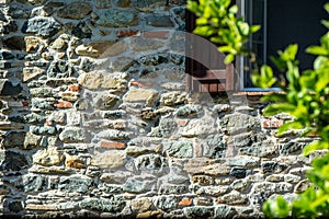 Detail of an ancient stone wall
