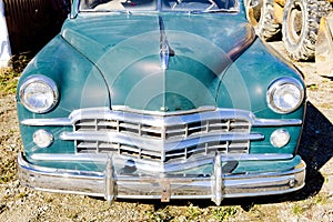 detail of antique automobile near Alexander, Maine, USA