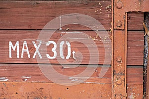 Detail of an old wooden railway carriage