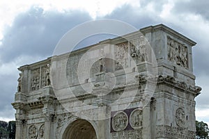 Detail of he Arch of Constantine (Italian: Arco di Costantino)in Rome photo
