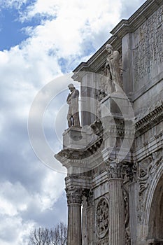 Detail of he Arch of Constantine (Italian: Arco di Costantino) is a triumphal arch in Rome photo