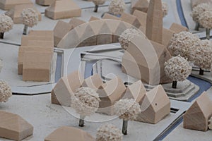 Detail of an Architectural Model of a Village with Church