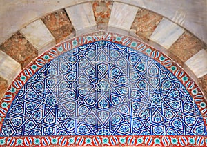 Detail of an architectural ornament in the Blue Mosque of Sultanahmed, located in Istanbul, Turkey photo