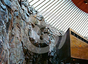 Detail architectural of a stone church at Helsinki