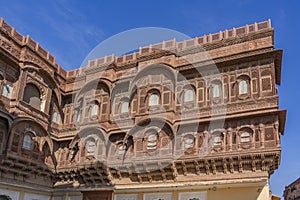 Detail from the architecture of Mehrangarh Fort in Jodhpur, Rajasthan,