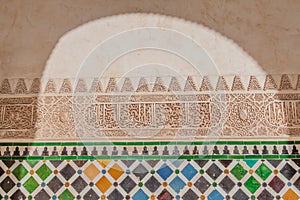 Detail of architecture at Nasrid Palaces (Palacios Nazaries) at Alhambra in Granada, Spa photo