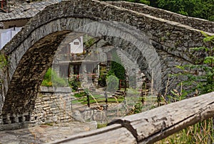detail of the architecture of a Romanesque bridge made of donkey back of the 17 century