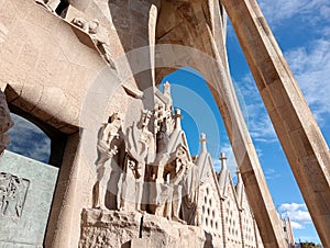 Detail architetture in a cathedral in Barcelona, Spain