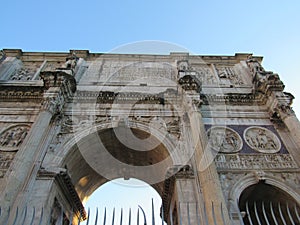 Detail of Arco di Constantino.Rome, Italy. photo