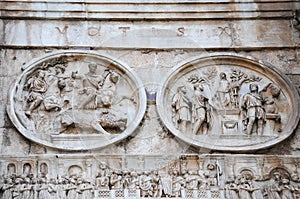 Detail of Arco di Constantino, triumphal arch in Rome photo