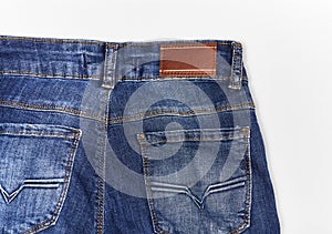 Detail of back pockets of jeans
