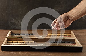 Backgammon game with two dice