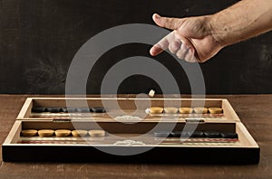 Backgammon game with two dice