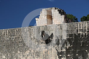 Detail of the ball game field in Chichen Itza