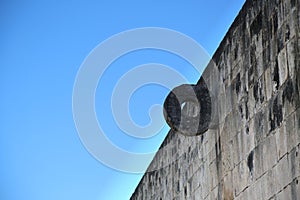 Detail of the ball game field in Chichen Itza