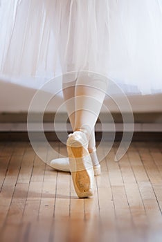 Detail of ballet dancer s feet