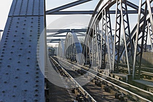 Detail of Barnes Railway Bridge. over the River Thames, London, UK