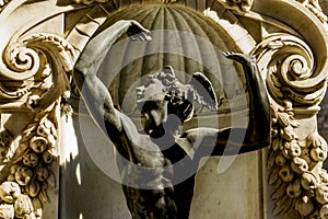 Detail of the base of sculpture Perseus with the Head of Medusa at Loggia dei Lanzi in Florence, Italy photo